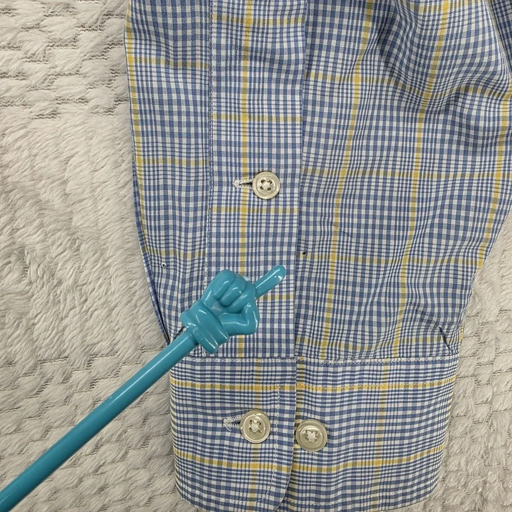 Polo Ralph Lauren Yarmouth Dress Shirt Mens L 16 32/33 Blue Plaid Oxford Pony
